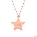 Ebuz Gümüş Rose Kişiye Özel İsimli Yıldız Kolye