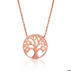 Ebuz Gümüş Rose Hayat Ağacı Kadın Kolye
