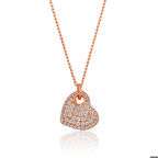 Ebuz Gümüş Rose Kalp Kadın Kolye