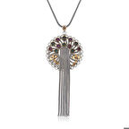 Ebuz Gümüş Telkari Yakut Zümrüt Renkli Taşlı Kadın kolye