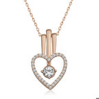 Ebuz Gümüş Rose Kalpli Tek Taş Kadın Kolye