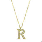 Ebuz Gümüş Gold R Harfi Kadın Kolye