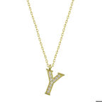 Ebuz Gümüş Gold Y Harfi Kadın Kolye