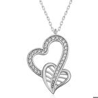 Ebuz Gümüş Birleşmiş Kalpler Kadın Kolye