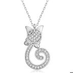 Ebuz Gümüş Kedi Kadın Kolye