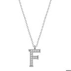 Ebuz Gümüş Rodyum F Harfi Kadın Kolye