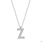 Ebuz Gümüş Rodyum Z Harfi Kadın Kolye