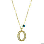 Ebuz Gümüş Nazar Gold O Harfi Kadın Kolye