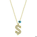 Ebuz Gümüş Nazar Gold Ş Harfi Kadın Kolye
