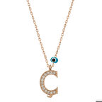 Ebuz Gümüş Nazar Rose Ç Harfi Kadın Kolye