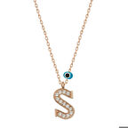Ebuz Gümüş Nazar Rose S Harfi Kadın Kolye