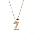 Ebuz Gümüş Nazar Rose Z Harfi Kadın Kolye