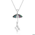 Ebuz ​Gümüş Şemsiye Tutan Aşıklar Kadın Kolye