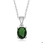 Ebuz Gümüş Yeşil Kristal Oval Taşlı Kadın Kolye