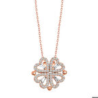 Ebuz Gümüş Rose Kalpli Açılabilen Yonca Kadın Kolye