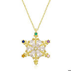 Ebuz Gümüş Gold Renkli Taşlı Kar Tanesi Kadın Kolye