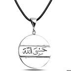 Ebuz Gümüş Arapça Hasbiyallah Yazılı Kolye