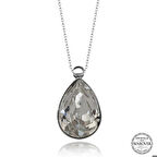 Ebuz Swarovski Crystal Taşlı Damla Gümüş Kadın Kolye