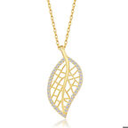 Ebuz Gümüş Gold Yaprak Kadın Kolye