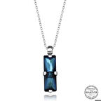 Ebuz Swarovski Crystal Taşlı Mavi Baget Gümüş Kadın Kolye