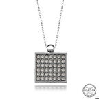 Ebuz Swarovski Crystal Taşlı Kare Gümüş Kadın Kolye
