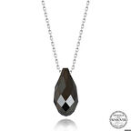 Ebuz Swarovski Crystal Taşlı Drop Kesim Gümüş Kadın Kolye