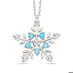 Ebuz Gümüş Aquamarine Taşlı Kar Tanesi Kadın Kolye