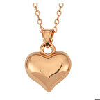 Ebuz Gümüş Rose 3 Boyutlu Kalp Kadın Kolye