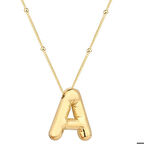Ebuz Gümüş Gold Balon A Harfi Kadın Kolye