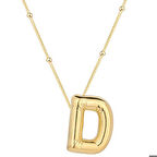 Ebuz Gümüş Gold Balon D Harfi Kadın Kolye