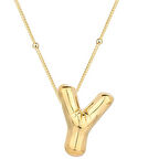 Ebuz Gümüş Gold Balon Y Harfi Kadın Kolye