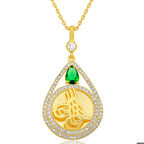 Ebuz Gümüş Gold Kaplama Damla Tuğralı Kadın Kolye