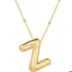 Ebuz Gümüş Gold Balon Z Harfi Kadın Kolye