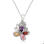 Ebuz Gümüş Renkli Kelebek Kadın Kolye