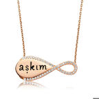 Ebuz Gümüş Aşkım Yazılı Sonsuzluk Kadın Kolye