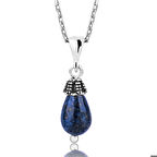 Ebuz Gümüş Lapis Doğal Taş Kadın Kolye