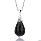 Ebuz Gümüş Fasetli Oniks Doğal Taş Kolye