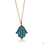 Ebuz Gümüş Mavi Fatma Ana Eli Kadın Kolye