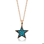 Ebuz Gümüş Mavi Yıldız Kadın Kolye