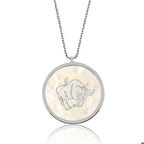 Ebuz Gümüş Sedef Taşlı Boğa Burcu Kadın Kolye