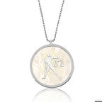 Ebuz Gümüş Sedef Taşlı Terazi Burcu Kadın Kolye