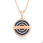 Ebuz Gümüş Rose Mavi Taşlı İsimli Kadın Kolye