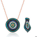 Ebuz Gümüş Dalgalı Nazar Kadın Kolye