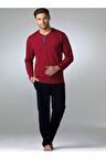 Erkek Pijama Takımı Bordo 5454