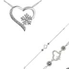 Ebuz Gümüş Kalp Kar Tanesi Kadın Set
