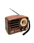 Retro Şarjlı Radyo NS-3380BT – FM/AM/SW Çoklu Frekans – Bluetooth USB/TF Kart MP3 Çalar – Ahşap Görünümlü Taşınabilir Radyo