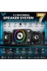 ECCO7 BTU Rgb Led Işıklı 2+1 Ses Sistemi Bluetooth Hoparlör Fm Radyolu Karaoke Mikrofonlu Speaker TV PC Bilgisayar Uyumlu 50W 2.1 Kanal Hafıza Kartı ve Usb Girişli Subwoofer