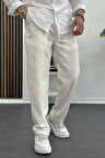 Erkek Rahat Kesim Keten Pantolon Krem Edw138