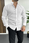 Erkek Hakim Yaka Pamuklu Uzun Kollu Gömlek Beyaz Edw175