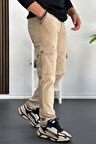 Erkek Yan Cepli Kargo Pantolon Krem Edw184